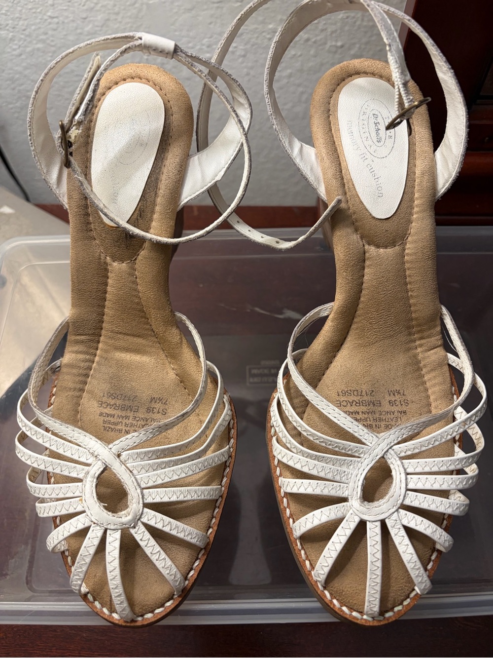 Dr. Scholl's White Strappy Ankle-Wrap Sandals